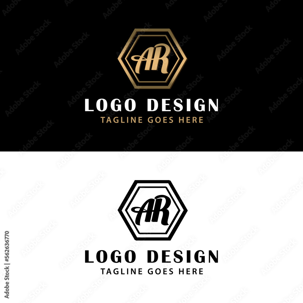 Obraz premium Letter AR Hexagon Logo Design