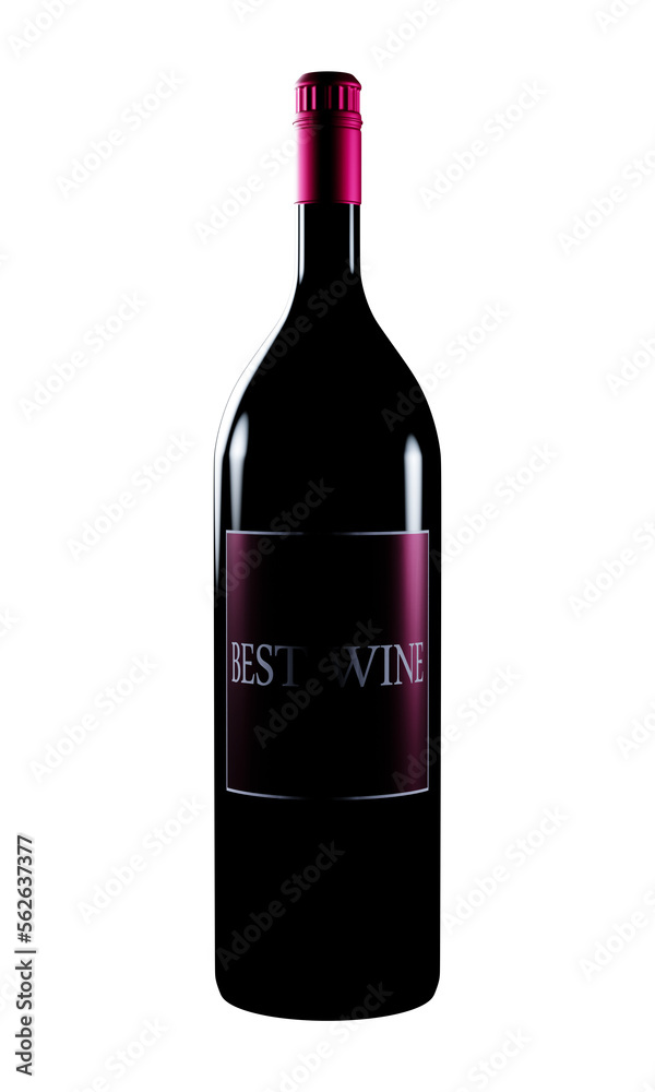 Transparency image 3d rendering Bottle of red wine background illustration.