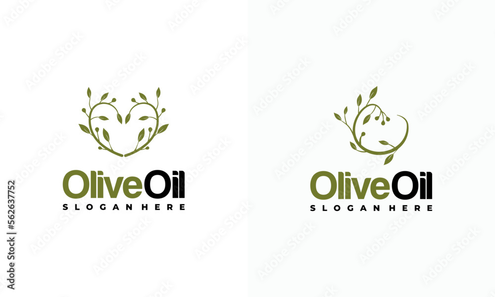 Love Olive Oil Logo designs concept vector