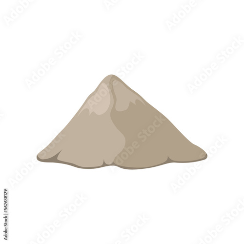 Heap of sand isolated on white background. Building material pile cartoon illustration. Construction material concept