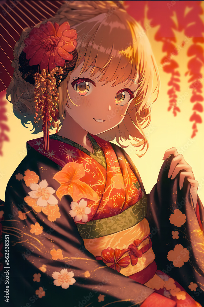girl kimono anime