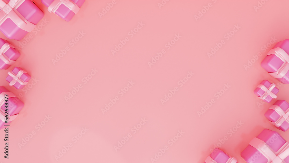 3d rendering valentine giftbox with pink background