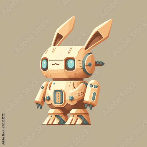 robot rabbit cyborg character logo mascot vector illustration