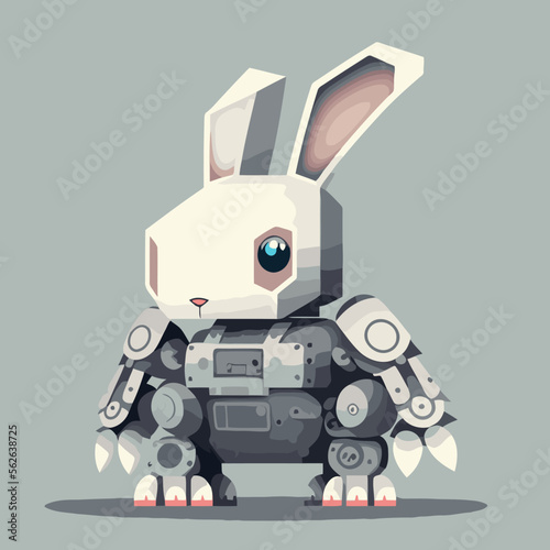 robot rabbit cyborg character logo mascot vector illustration