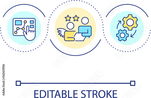 Angel investor loop concept icon. Financial advisor. Finance management. Business support abstract idea thin line illustration. Isolated outline drawing. Editable stroke. Arial font used