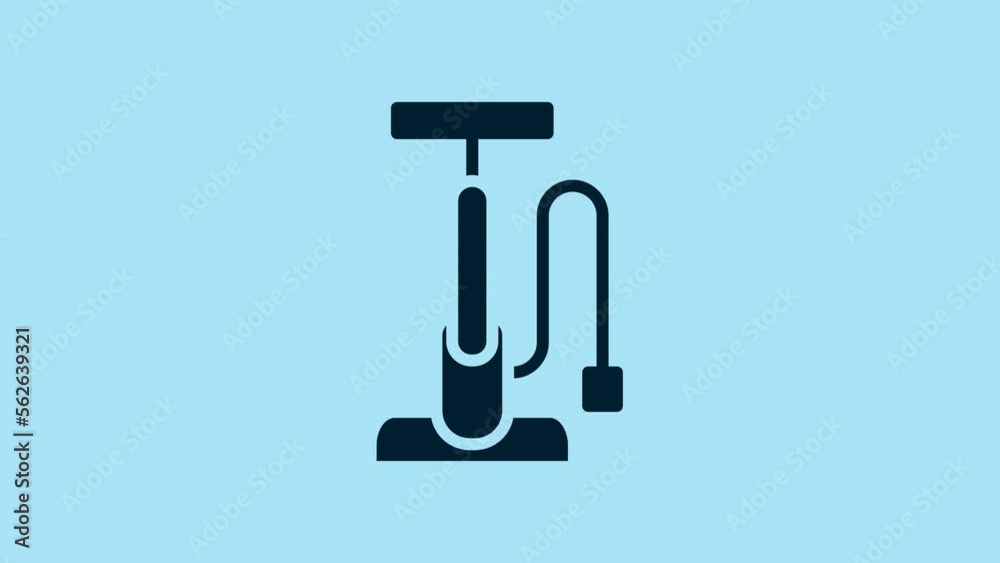 Blue Bicycle air pump icon isolated on blue background. 4K Video motion graphic animation Blue Bicycle air pump icon isolated on blue background. 4K Video motion graphic animation