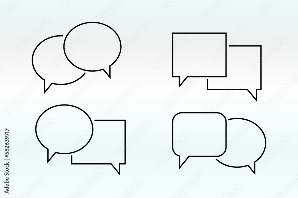 Set of Speech bubble line icons. Editable stroke linear design perfect hat speech bubble, Tick or check mark, Comment quote icons. Think speech bubble. Linear set. Set of Speech bubble line icons. Editable stroke linear design perfect hat speech bubble, Tick or check mark, Comment quote icons. Think speech bubble. Linear set.