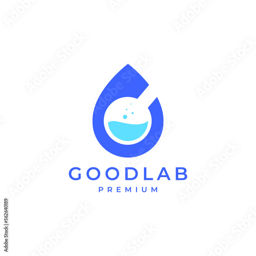 drop water laboratory glass science abstract logo design vector icon illustration template