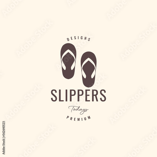 slippers relax walking healthcare holiday outfit hipster logo design vector icon illustration template