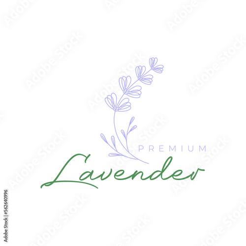 plant flower lavender beauty smell fragrant line minimal feminine logo design vector icon illustration template