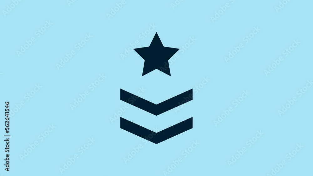 Blue Military rank icon isolated on blue background. Military badge sign. 4K Video motion graphic animation Blue Military rank icon isolated on blue background. Military badge sign. 4K Video motion graphic animation