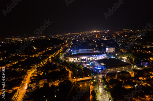 Aerial view of Cluj Napoca city by night. Urban landscape © salajean