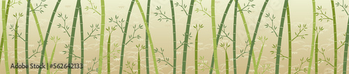 Fototapeta Naklejka Na Ścianę i Meble -  金色背景の竹と和柄な草模様の背景素材（ワイド
