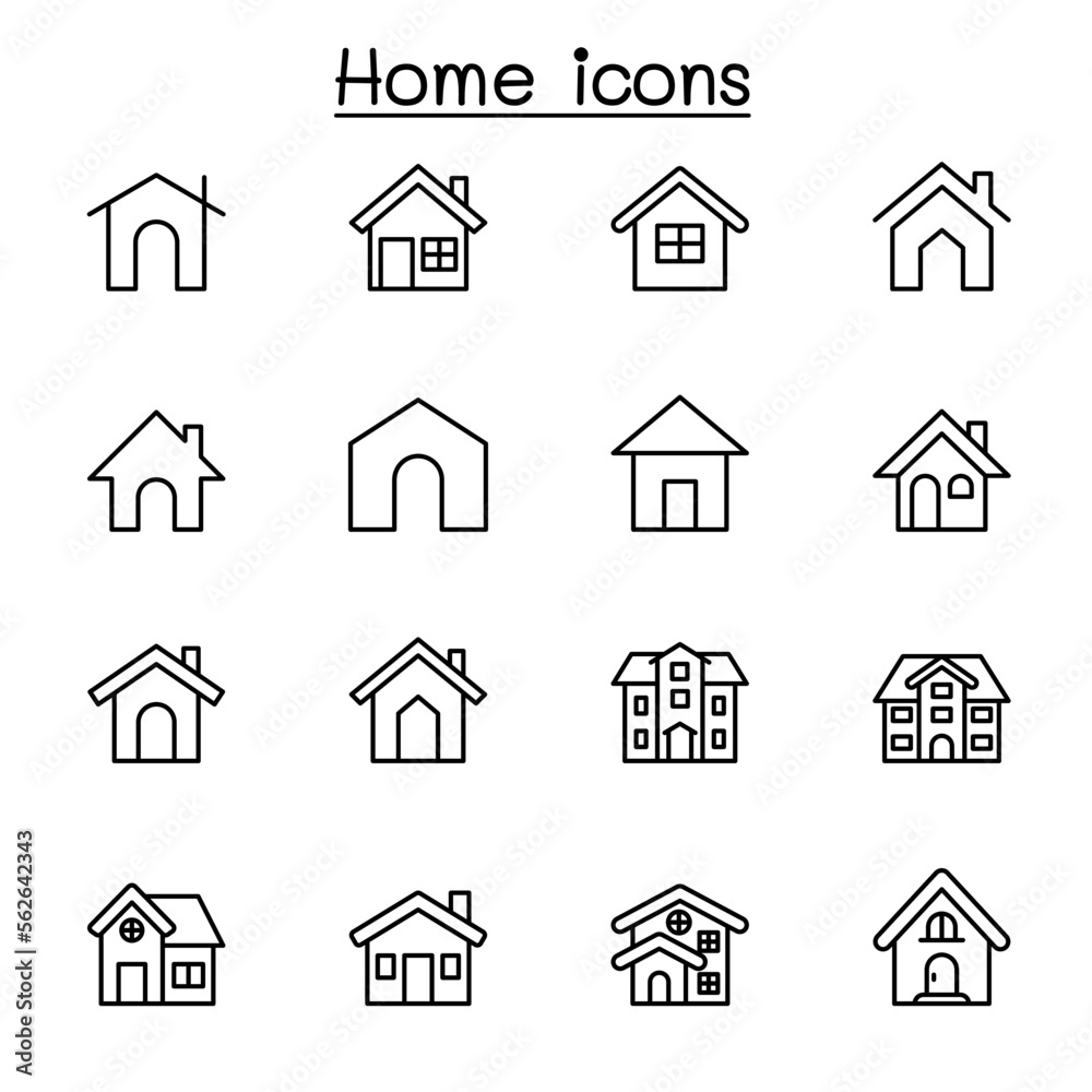 Fototapeta premium Home line icon set vector illustration 