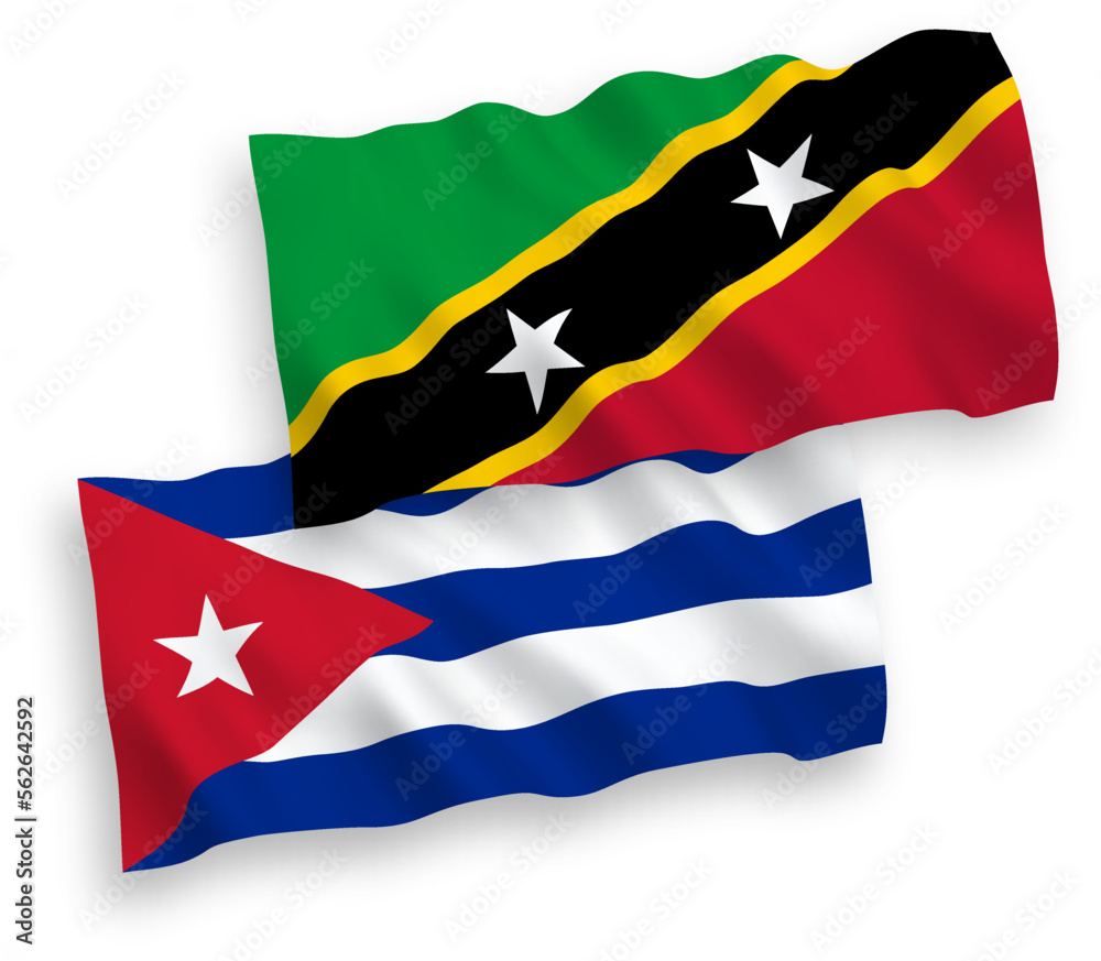 Flags of Federation of Saint Christopher and Nevis and Cuba on a white background Flags of Federation of Saint Christopher and Nevis and Cuba on a white background
