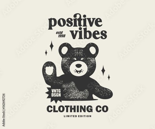 Vintage illustration  illustration of  bear t shirt design with pixel style, vector graphic, typographic poster or tshirts street wear and Urban style	