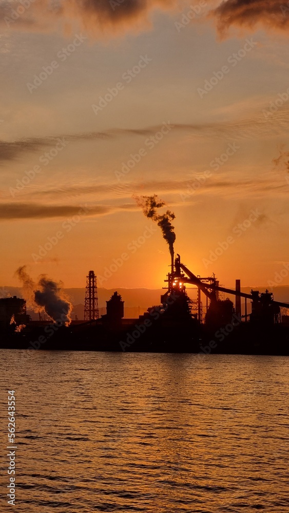 sunset over the harbor