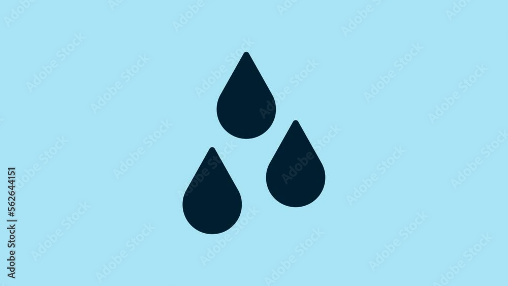 Blue Water drop icon isolated on blue background. 4K Video motion graphic animation Blue Water drop icon isolated on blue background. 4K Video motion graphic animation