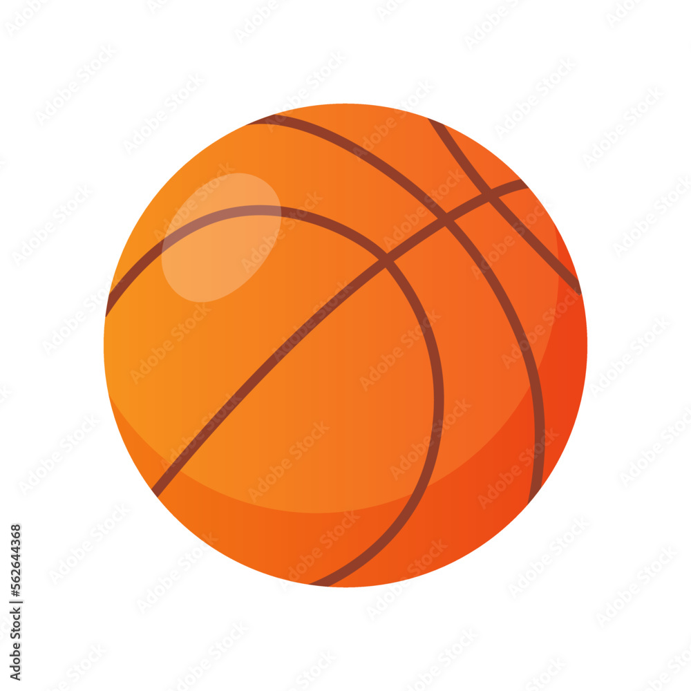 Basketball ball on white background. Sport ball on white background cartoon illustration. Sports game, equipment, hobby concept