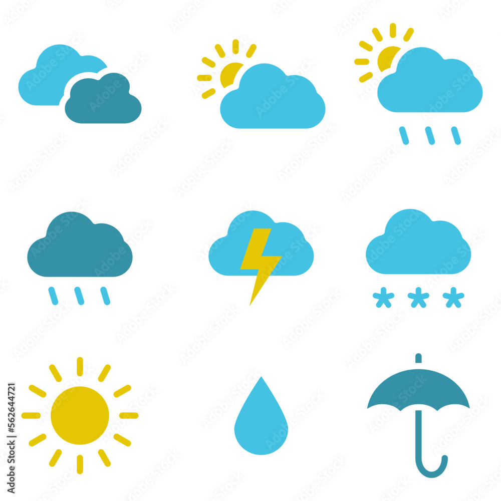 weather icons set vector design - obrazy, fototapety, plakaty 