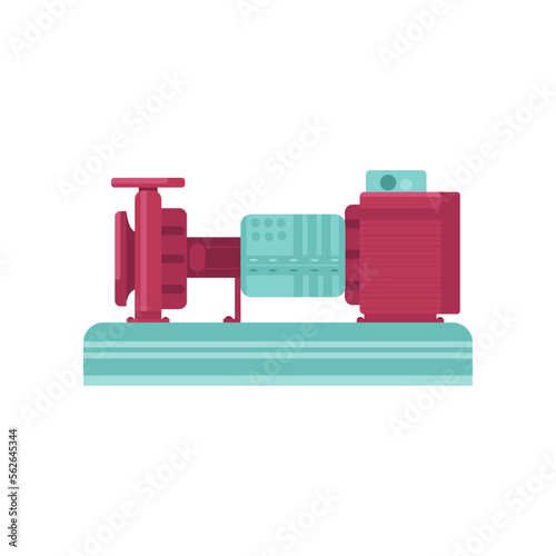 Centrifugal water pump flat vector illustration. Electronic pumping equipment, industrial engine or compressor isolated on white background. Machinery concept