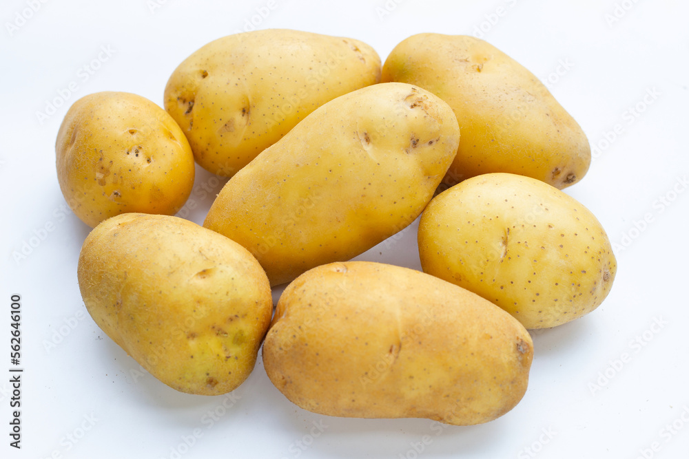 Raw potatoes isolated on white background Raw potatoes isolated on white background