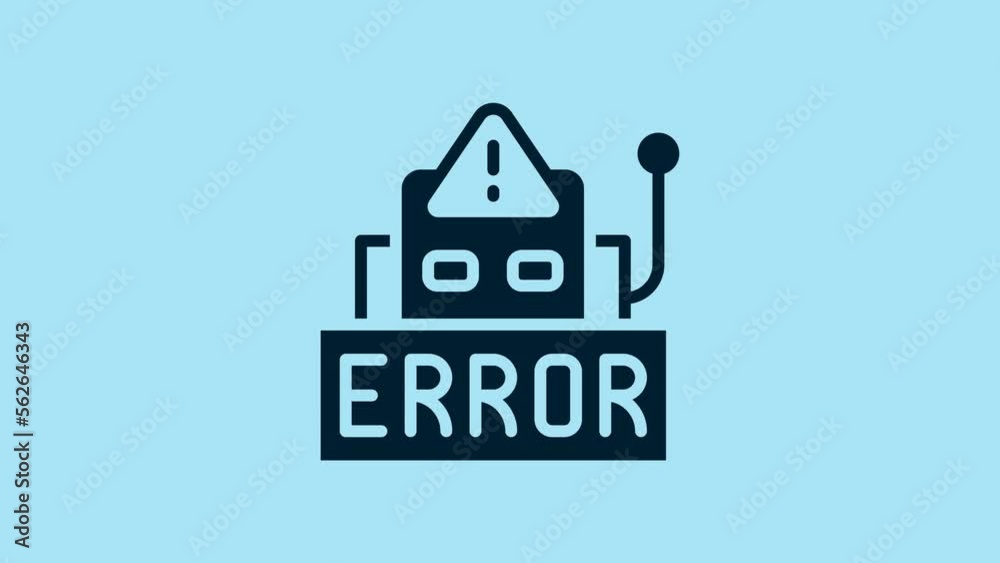 Blue Error in the operation program of the robot icon isolated on blue background. A broken chip of a robot. 4K Video motion graphic animation Blue Error in the operation program of the robot icon isolated on blue background. A broken chip of a robot. 4K Video motion graphic animation