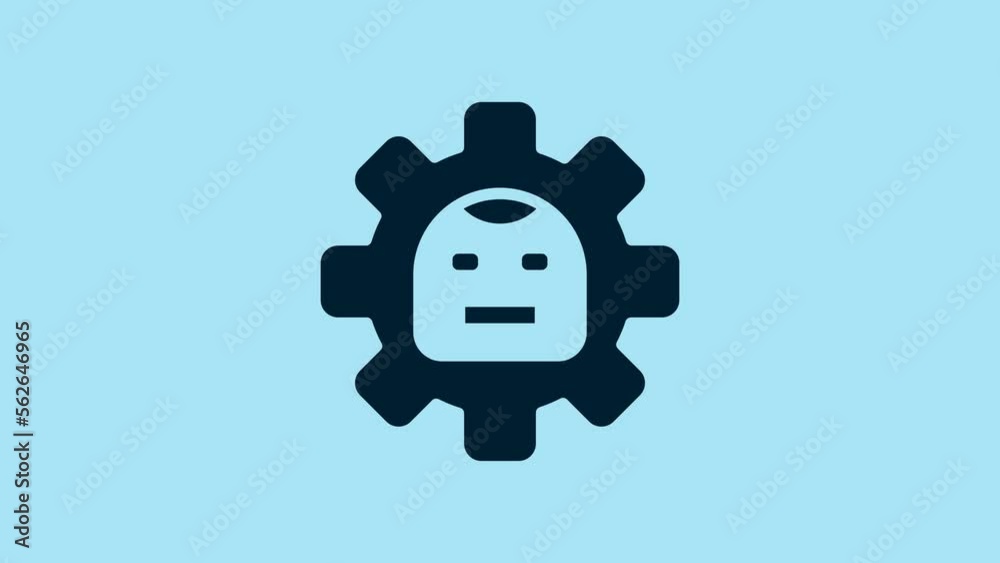 Blue Robot icon isolated on blue background. Artificial intelligence, machine learning, cloud computing. 4K Video motion graphic animation Blue Robot icon isolated on blue background. Artificial intelligence, machine learning, cloud computing. 4K Video motion graphic animation