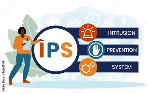 IPS - Intrusion Prevention System acronym. business concept background. vector illustration concept with keywords and icons. lettering illustration with icons for web banner, flyer, landing page
