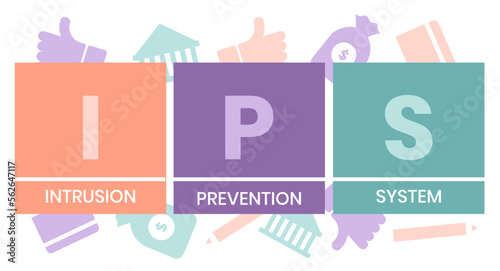 IPS - Intrusion Prevention System acronym. business concept background. vector illustration concept with keywords and icons. lettering illustration with icons for web banner, flyer, landing page