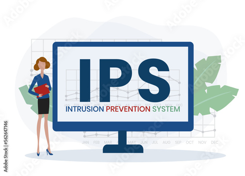 IPS - Intrusion Prevention System acronym. business concept background. vector illustration concept with keywords and icons. lettering illustration with icons for web banner, flyer, landing page