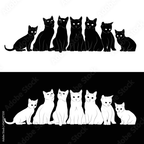 set of vector illustration cat, silhouette cat free vector design