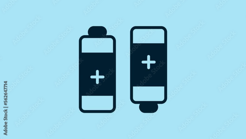 Blue Battery icon isolated on blue background. Lightning bolt symbol. 4K Video motion graphic animation Blue Battery icon isolated on blue background. Lightning bolt symbol. 4K Video motion graphic animation