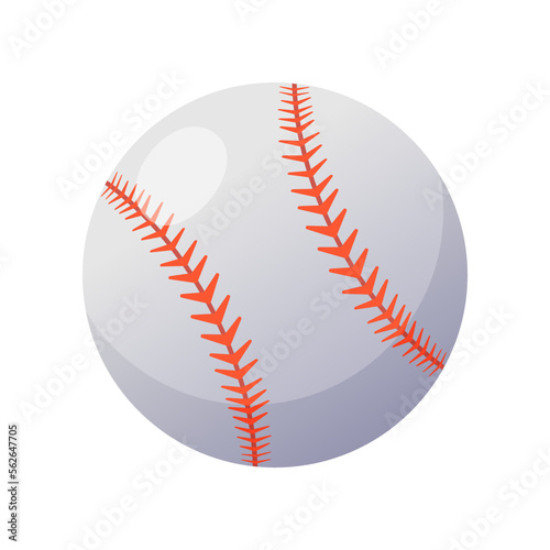 Baseball ball on white background. Sport ball on white background cartoon illustration. Sports game, equipment, hobby concept