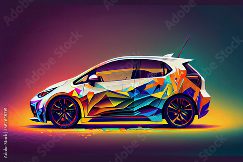 Colorful sports car - abstract illustration