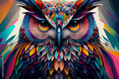 colorful owl with style pop art photo