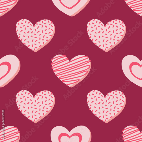 Valentines day vector seamless pattern. Doodle hand drawn illustration of cute romantic love background..