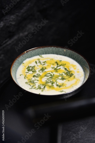delicious soup in a dark background