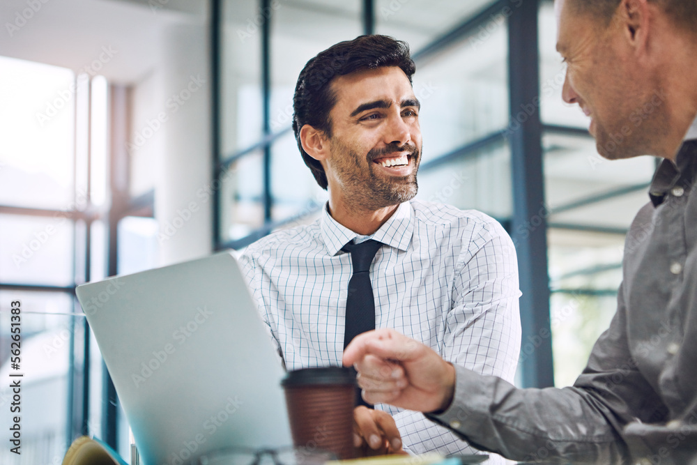 Smile, data analysis or business people with laptop for business meeting, invest strategy or planning company finance. Collaboration, thinking or teamwork on tax data analysis or financial network Smile, data analysis or business people with laptop for business meeting, invest strategy or planning company finance. Collaboration, thinking or teamwork on tax data analysis or financial network