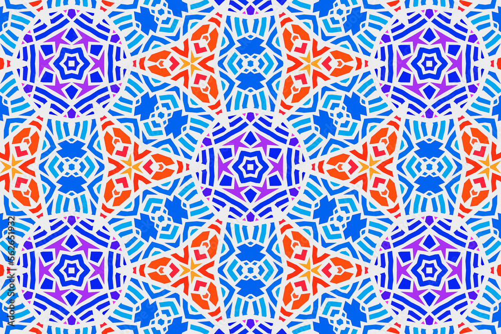 Colorful and seamless ethnic pattern, illustration 