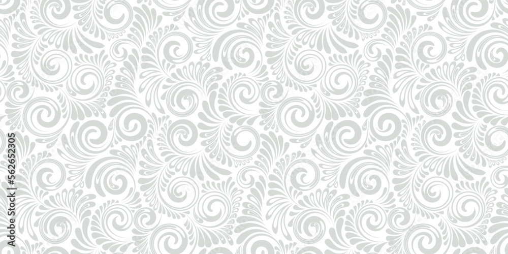 Floral curve elements vector seamless pattern