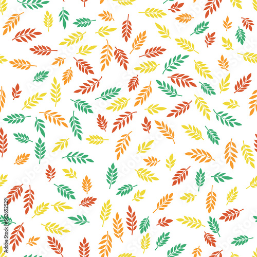 Abstract leaves seamless pattern design, multicolor vector illustration.