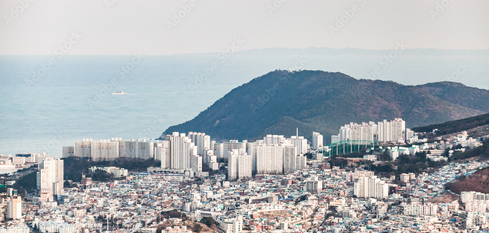 Cityscape of Busan, modern residential houses and block of flats