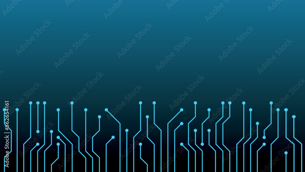 Hi tech PBC background. Contacts of printed circuit board on a blue background