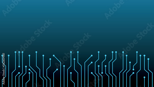 Hi tech PBC background. Contacts of printed circuit board on a blue background
