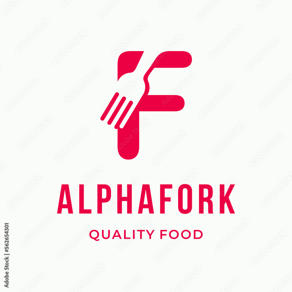Abstract Fork culinary initial letter F typography custom logo design restaurant vector illustration Abstract Fork culinary initial letter F typography custom logo design restaurant vector illustration