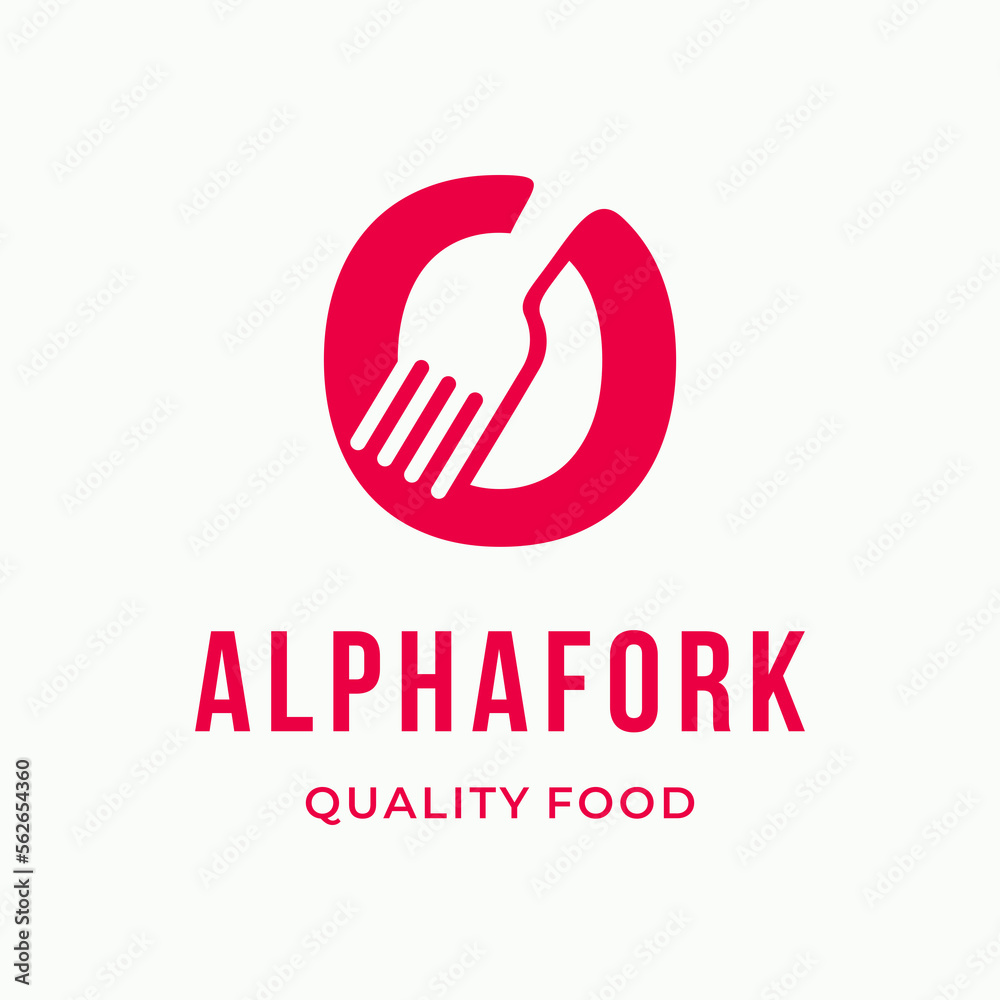 Abstract Fork culinary initial letter O typography custom logo design restaurant vector illustration Abstract Fork culinary initial letter O typography custom logo design restaurant vector illustration