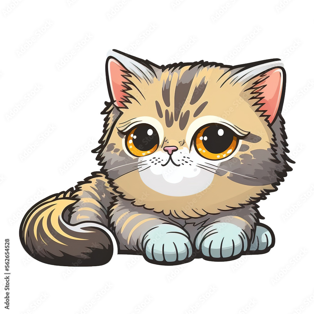 Obraz premium Cute Kitty Sticker Design Generative AI