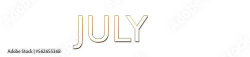 july golden typography banner on transparent background