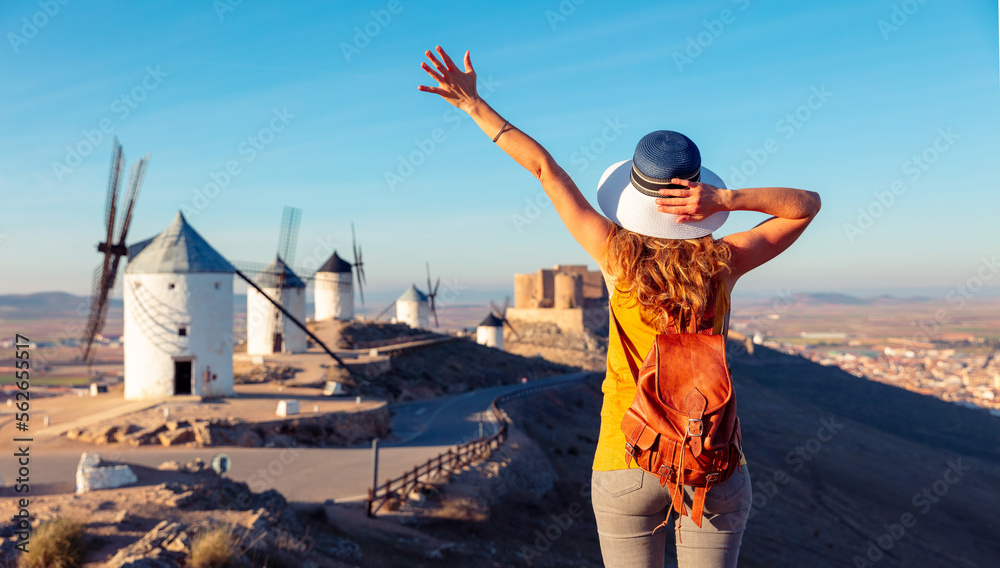 Fototapeta premium Don quixote wind mill tourist attraction in Spain near Toledo